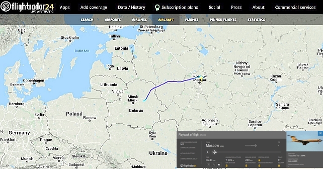 FlightRadar-a görə, Rusiya Hərbi təyyarələri Belarusiyaya enir