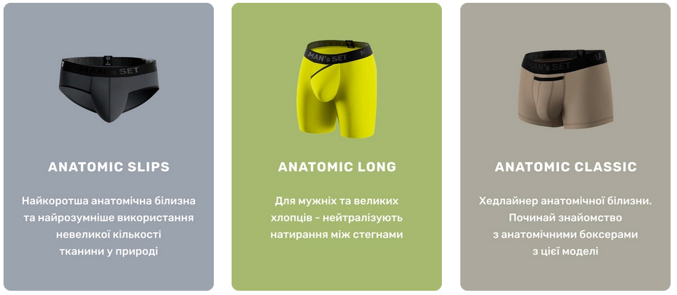 чоловіча анатомічна білизна від MAN`s SET