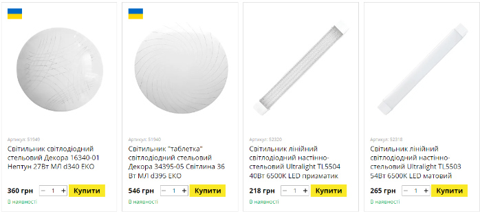 Внутрішні світильники
