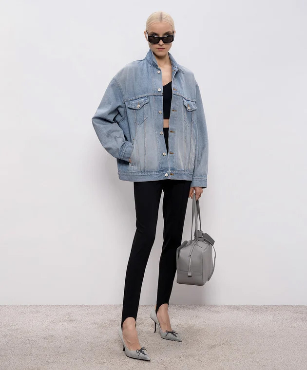 Balenciaga Голубая джинсовая куртка Masking Tape с винтажным эффектом 861410TTWB1 изображение 2