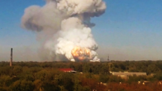 Donetsk Factory of Chemical Products during the shelling in Autumn 2014